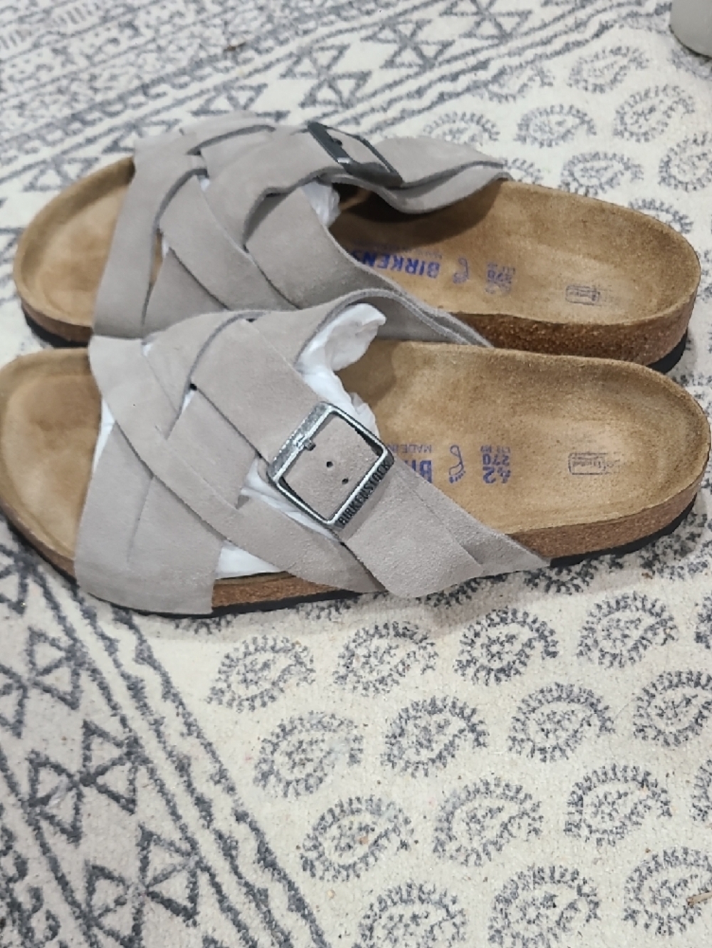 Birkenstock Men's Taupe Crisscross Suede Slide Sandals. **Lightly used!! - Picture 2 of 7